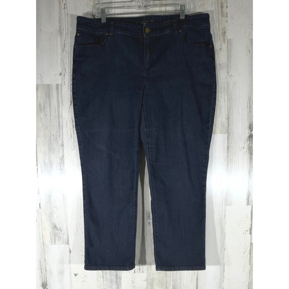 Chicos Platinum Ultimate Fit Ankle Jeans Size 3 (38x26)‎ Dark Wash Straight Leg